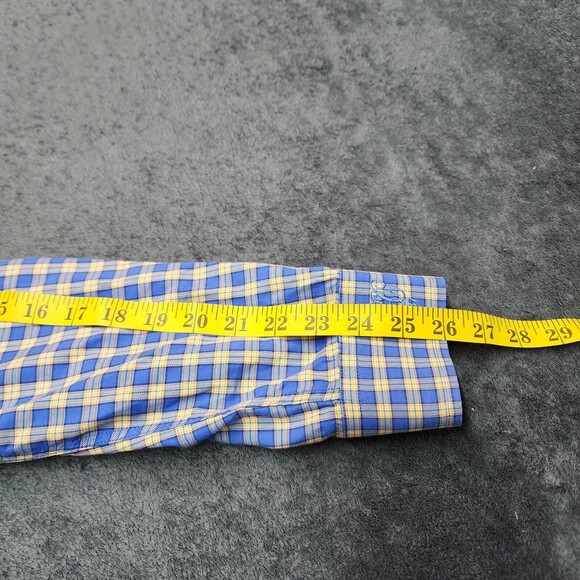 Turtleson Men's Blue Yellow Plaid Button Up Dress Shirt Size L - Picture 13 of 14